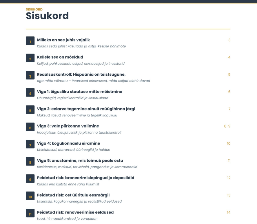 Kulukad Vead - HISPAANIA KINNISVARA OSTMISE OHUMÄRGID  JA PEIDETUD RISKID